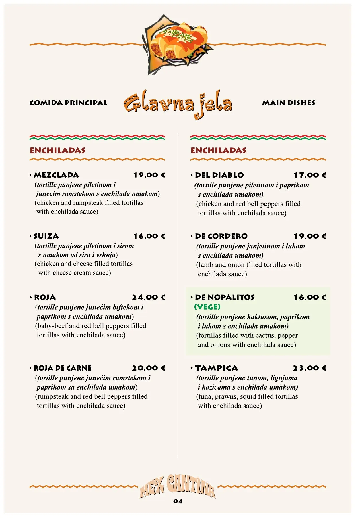 Jelovnik Mex Cantina — stranica 4