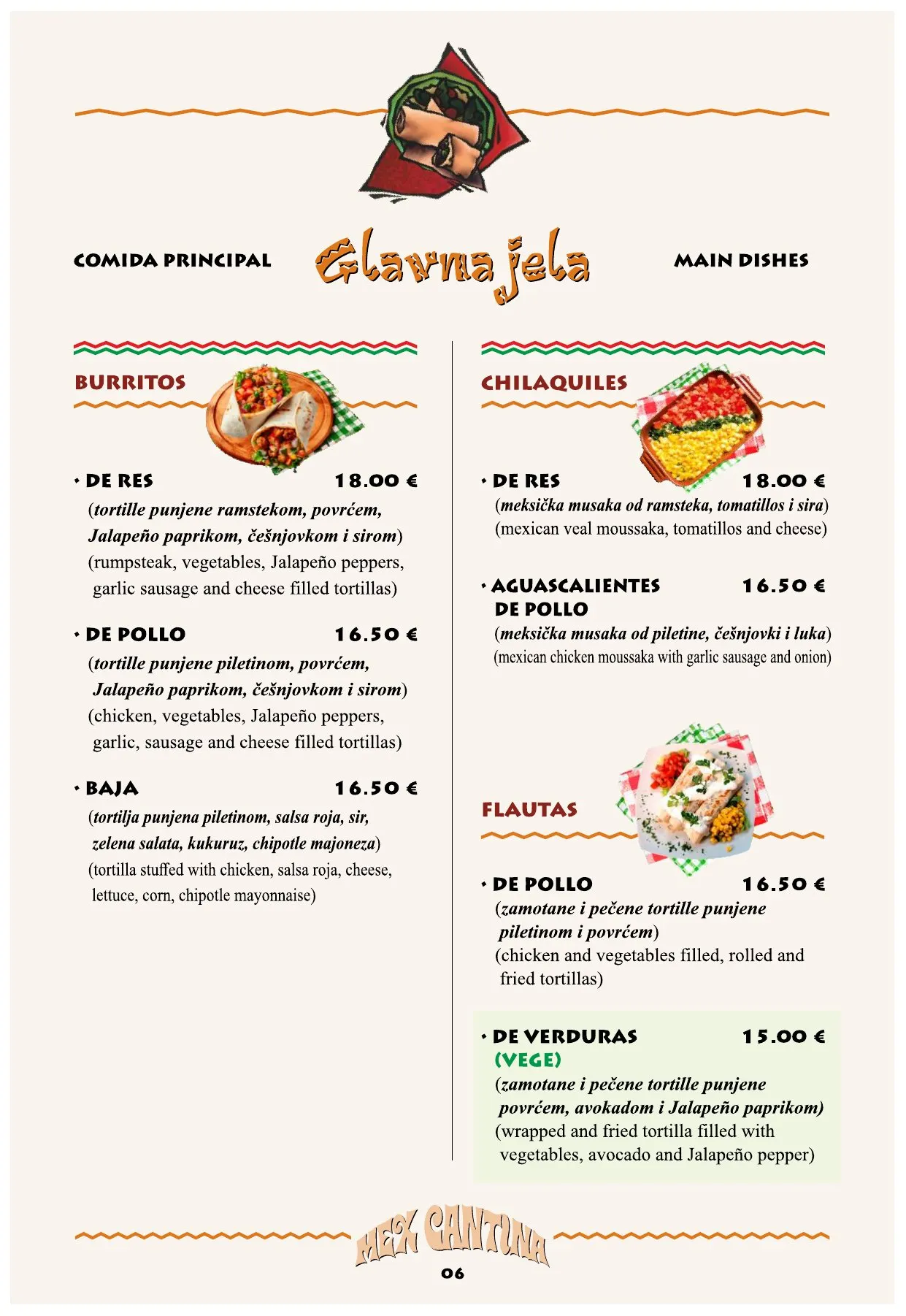 Jelovnik Mex Cantina — stranica 6