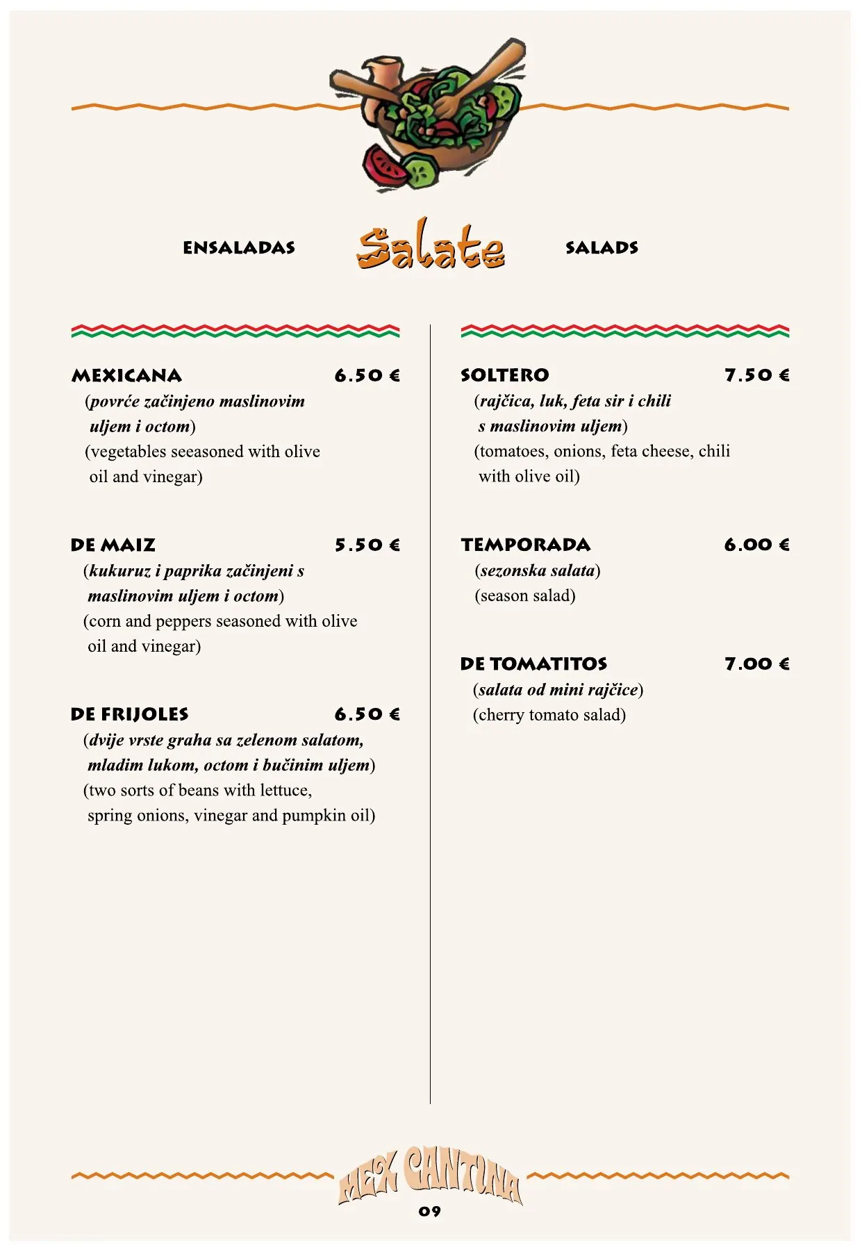 Jelovnik Mex Cantina — stranica 9