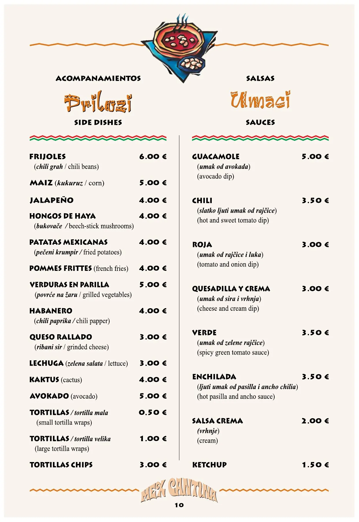 Jelovnik Mex Cantina — stranica 10