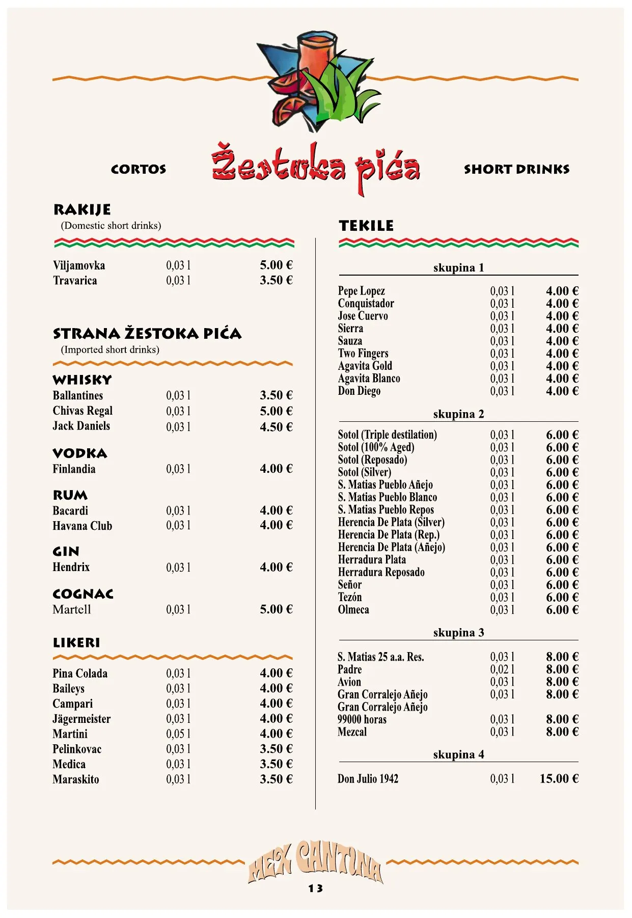 Jelovnik Mex Cantina — stranica 13